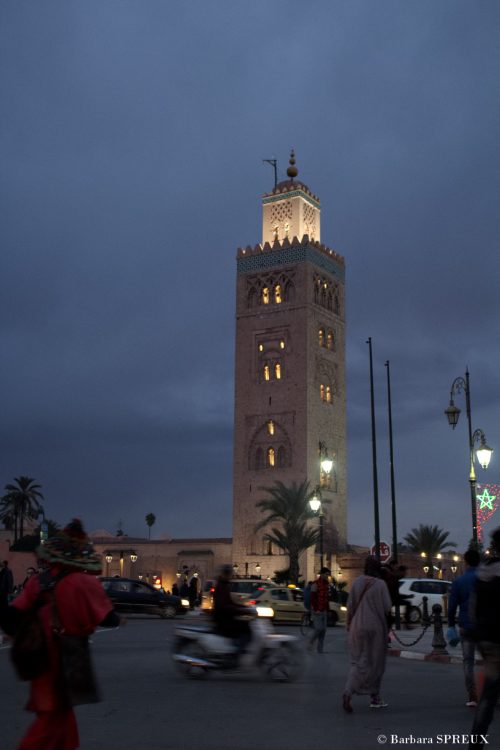 La Koutoubia, à la tombée de la nuit